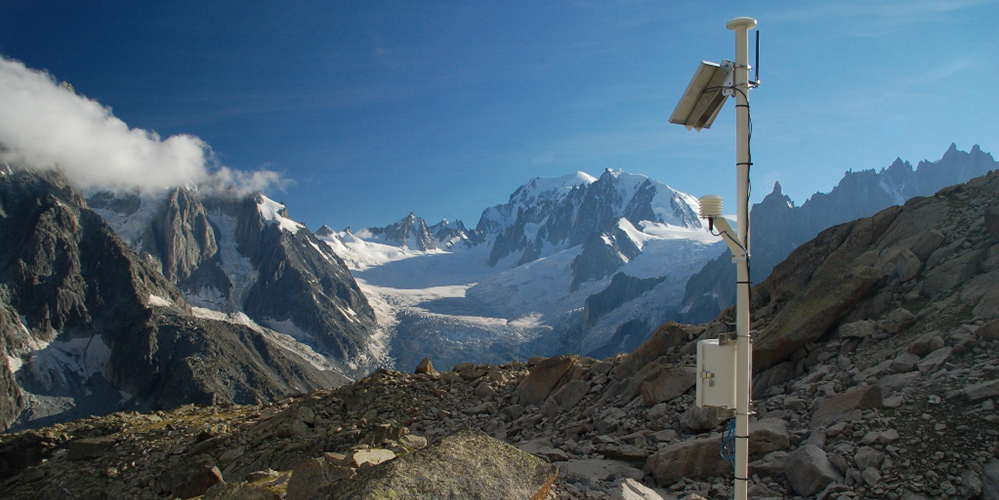 Weather monitoring station at the Couvercle in the heart of the Mont Blanc Massif
